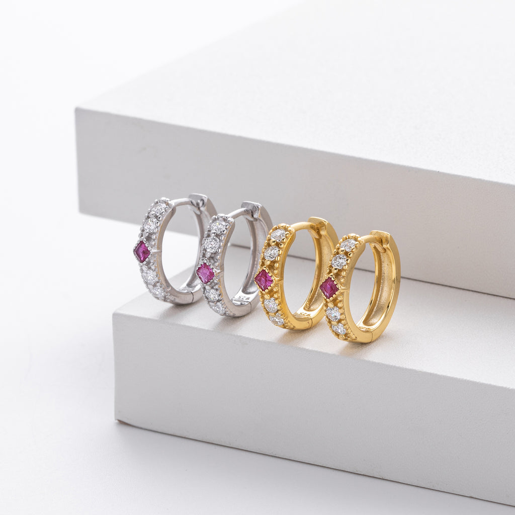 Damen Creolen mit luxuriösem Zirkonbesatz und edlem 925 Sterling Silber Shop Nory