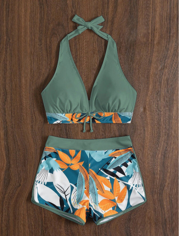 Damen Bikini-Set mit floralem Muster und herausnehmbarem Push-Up-BH