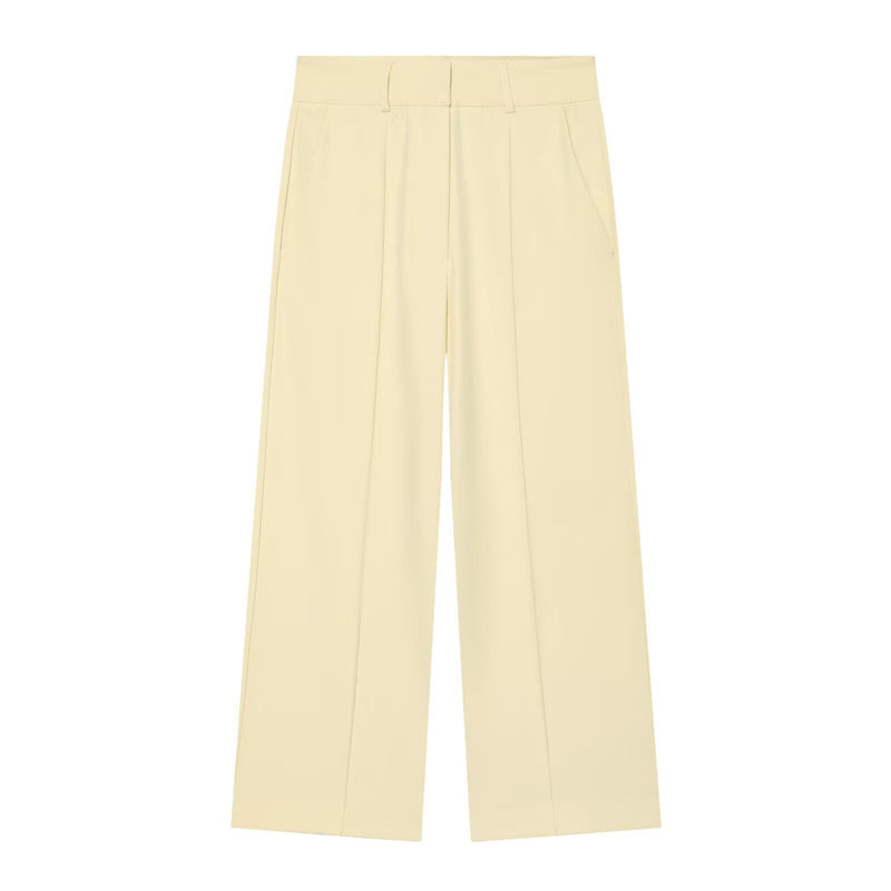 Damen Hochtaillierte weite Culotte-Hose mit Bügelfalte und Bundfalten Shop Nory