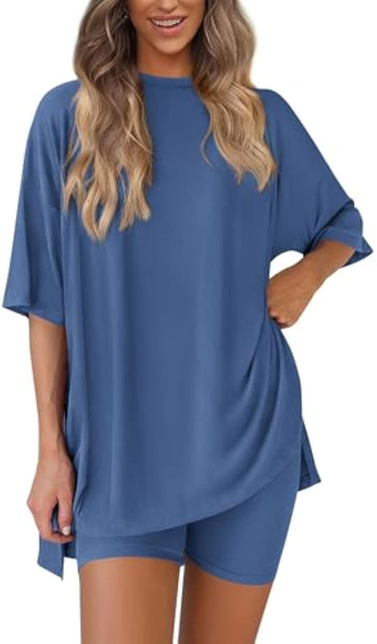 Damen lässiges Sport-T-Shirt mit Shorts im Set