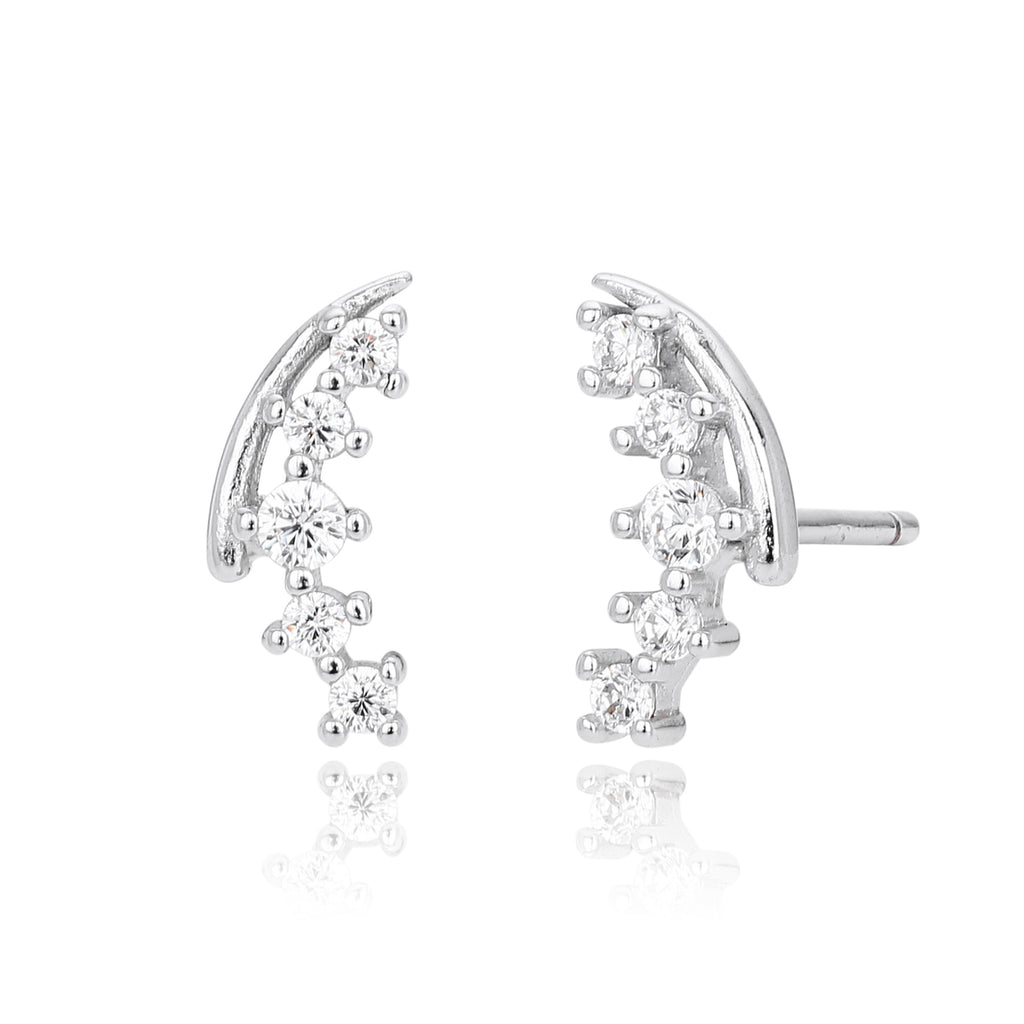 Damen Ohrstecker mit modernem geschwungenem Design und funkelnden Zirkonsteinen Shop Nory