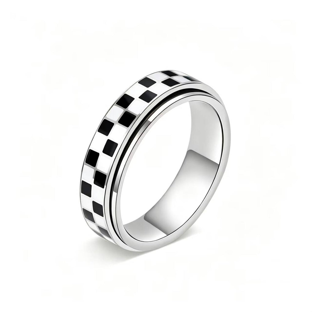 Herren Ring mit modernem Schachbrettmuster Shop Nory