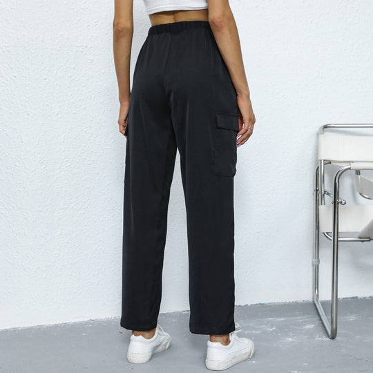 Damen Cargo-Hose mit Tunnelzug, geradem Bein und aufgesetzten Taschen Shop Nory
