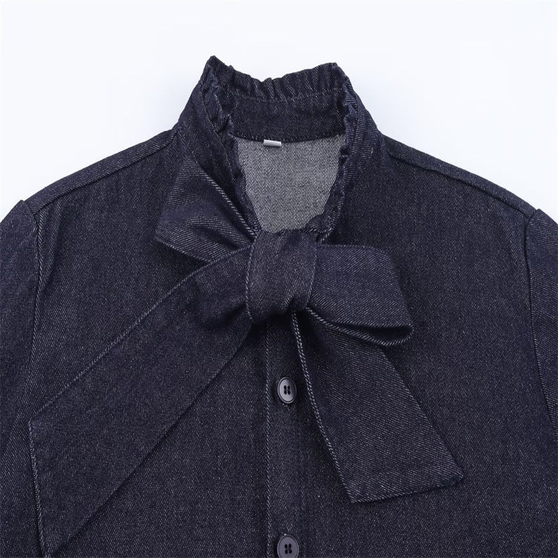 Damen Schimmernde Bluse mit Schleifenkragen und Ballonärmeln Shop Nory