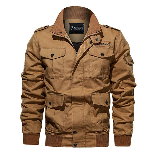 Herren Robust geschnittene Canvas-Fieldjacke mit Epauletten, Mehrfachtaschen und geripptem Abschluss Shop Nory