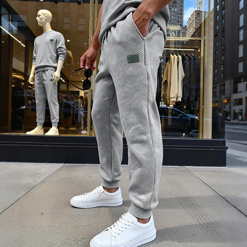 Herren Strukturierte Jogginghose mit geometrischer Waffelstruktur und elastischen Bündchen Shop Nory