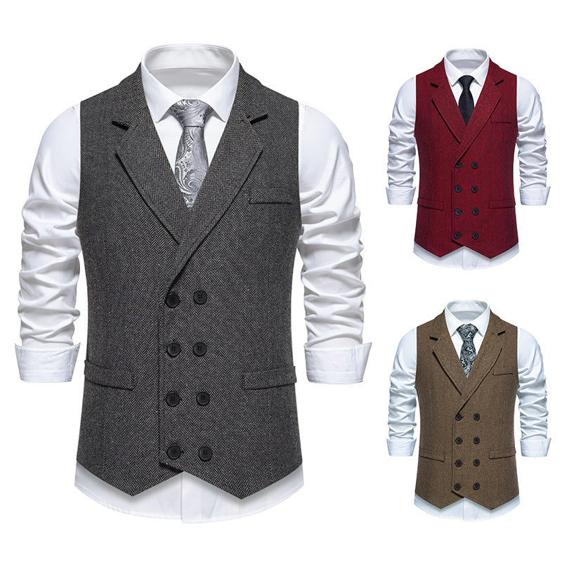 Herren elegante Weste im klassischen Fischgrätmuster 1758204622