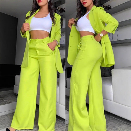 Damen Zweiteiliges Business-Anzug-Set mit weitem Bein und taillierter Jacke