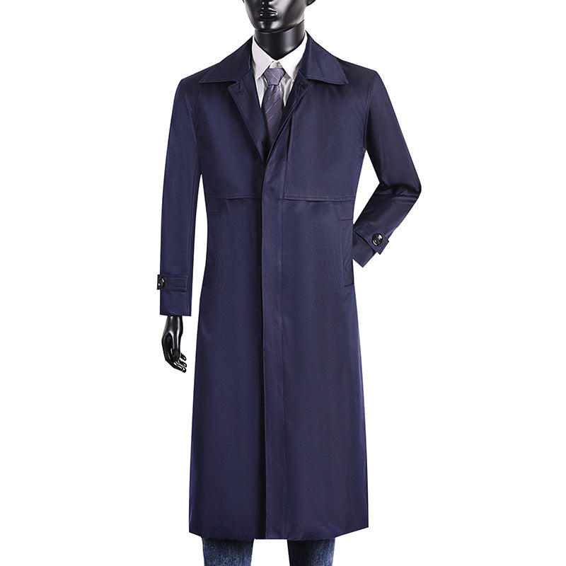 Herren langer Trenchcoat mit verdeckter Knopfleiste und wasserabweisender Ausstattung Shop Nory