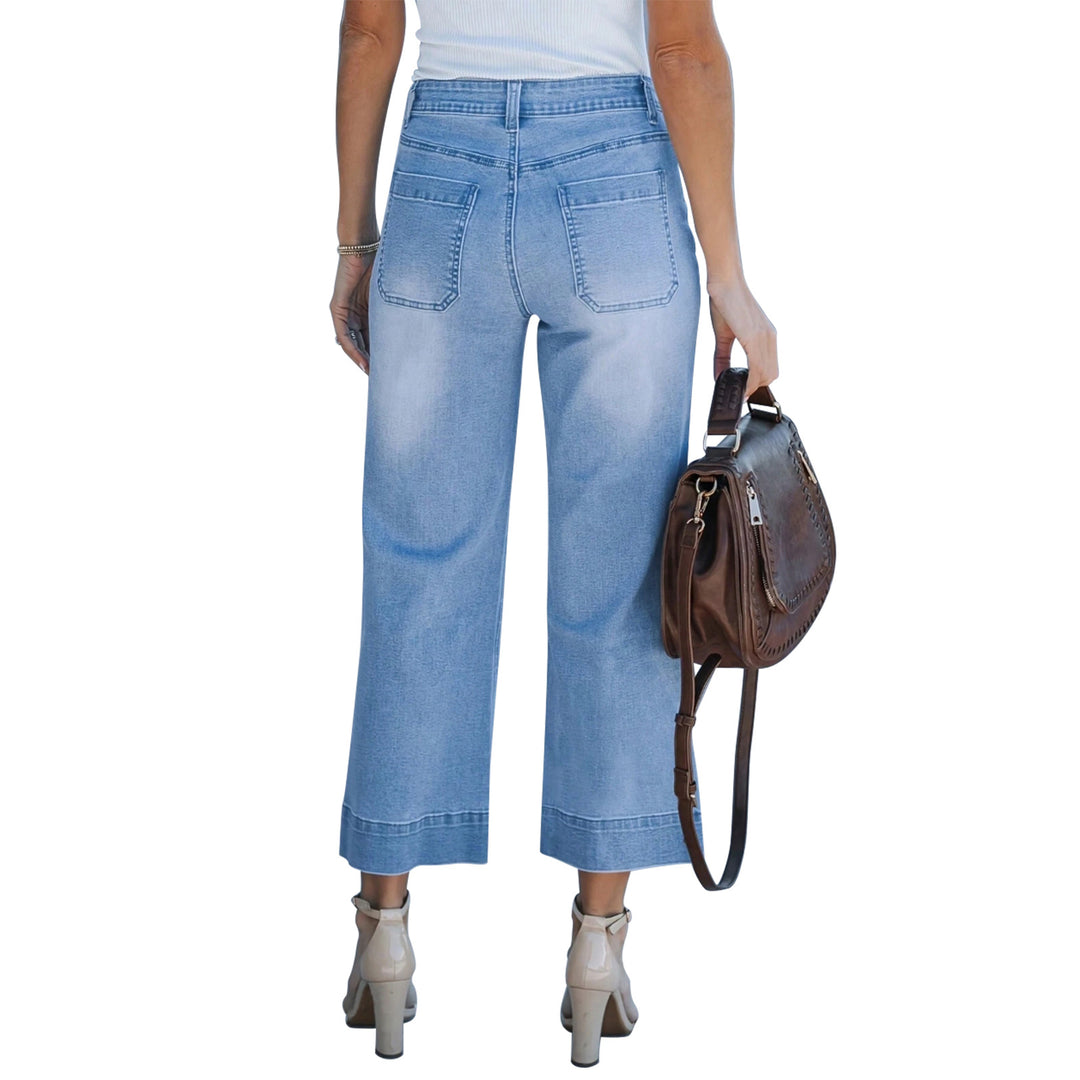 Damen Hochtaillierte Culotte-Jeans mit weitem Bein und aufgesetzten Vordertaschen Shop Nory