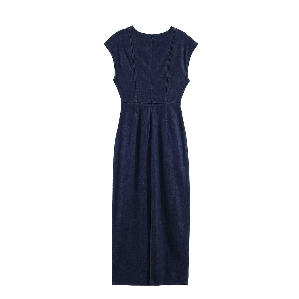 Damen Maxikleid mit V-Ausschnitt und schmaler Silhouette Shopnory