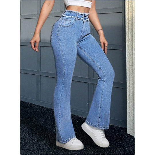 Damen Hochtaillierte Sculpting-Flared-Jeans mit gerafftem Bund und figurformender Passform Shop Nory