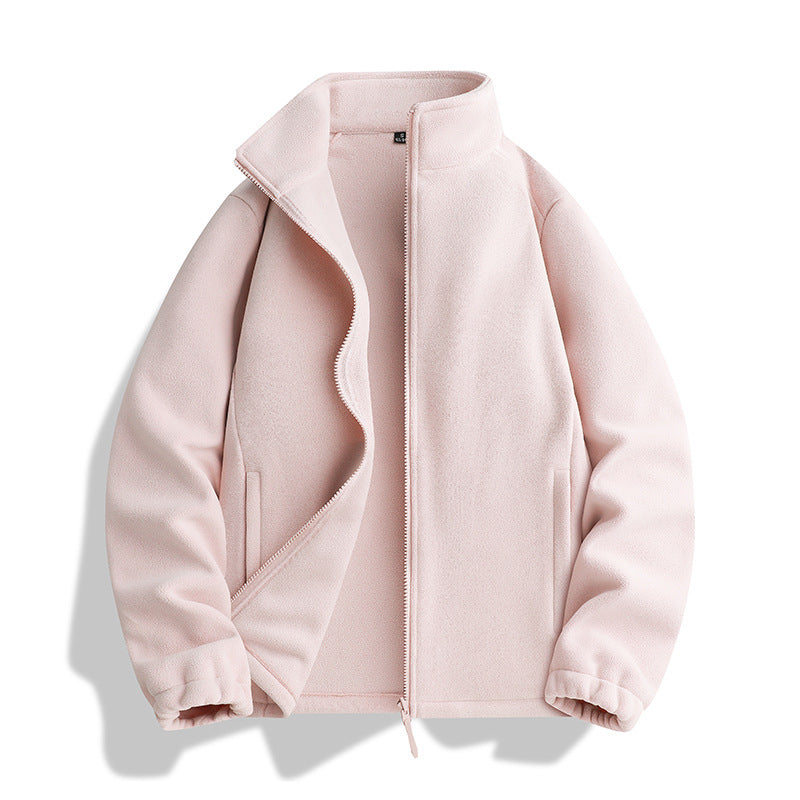 Unisex Fleecejacke mit Stehkragen, durchgehendem Reißverschluss und elastischen Bündchen Shop Nory