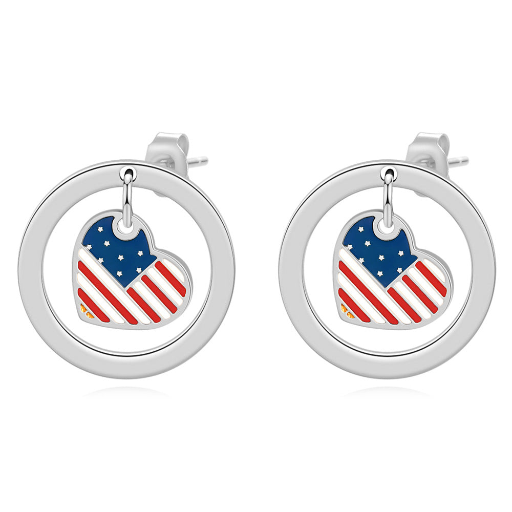 Damen Ohrringe mit Herz-Design und patriotischem Motiv Shop Nory