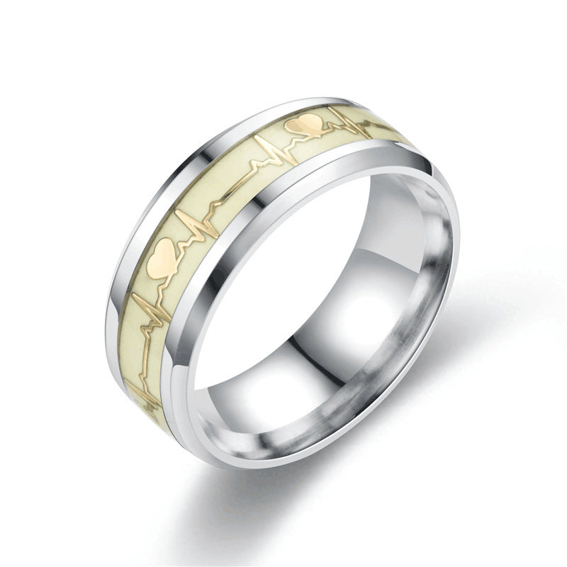 Herren Ring mit kunstvollem Herzschlag-Design und eleganter Edelstahl-Oberfläche Shop Nory