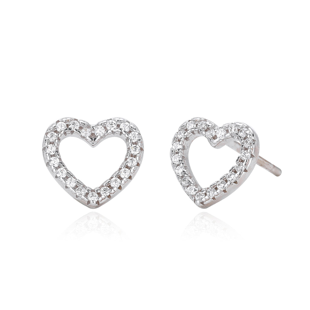 Damen Ohrstecker in Herzform mit luxuriösem Zirkonbesatz aus 925 Sterling Silber Shop Nory
