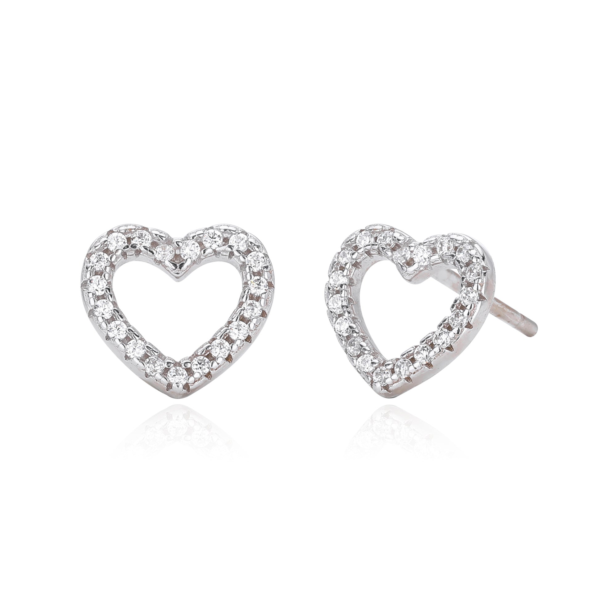 Damen Ohrstecker in Herzform mit luxuriösem Zirkonbesatz aus 925 Sterling Silber Shop Nory