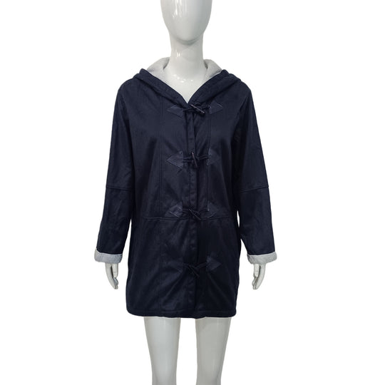 Damen Kapuzen-Dufflecoat mit Kunstfellbesatz und KnShop Noryelverschlüssen Shop Nory