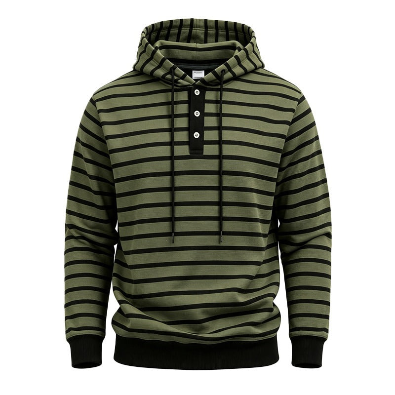 Herren Kapuzenpullover mit Knopfleiste und modischem Streifenmuster Shop Nory
