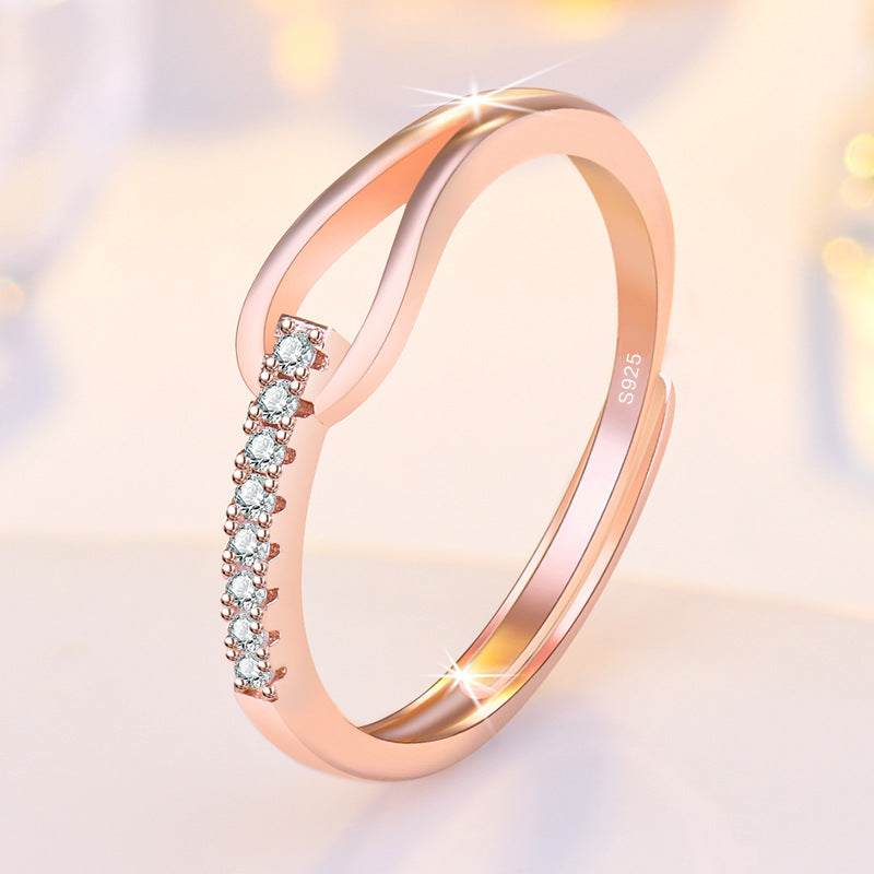 Damenring mit elegantem Wellen-Design und funkelnden Zirkonia Shop Nory