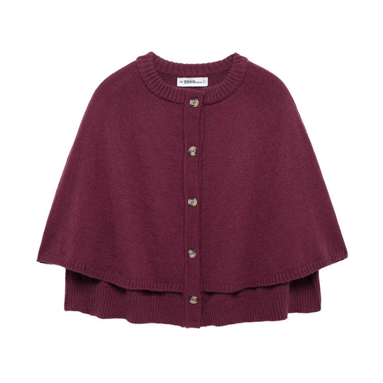 Damen Button-Front Strickcape mit doppelter Lage und Rundhalsausschnitt Shop Nory