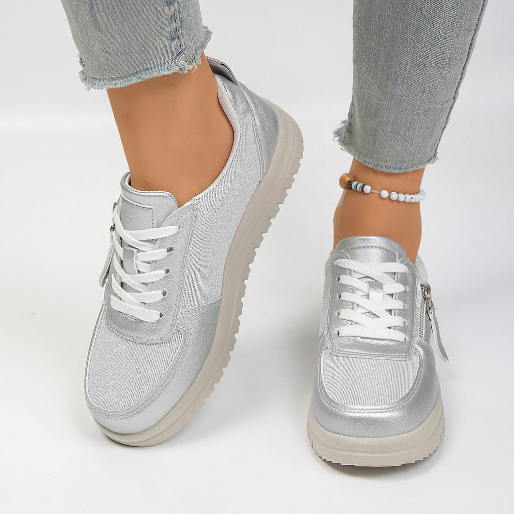 Damen Sneakers mit modischem Reißverschluss und bequemer Sohle