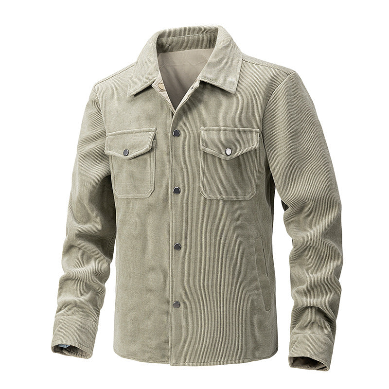 Herren Cordjacke mit Kentkragen, Brusttaschen und Druckknopfverschluss Shop Nory