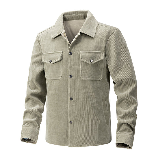 Herren Cordjacke mit Kentkragen, Brusttaschen und Druckknopfverschluss Shop Nory