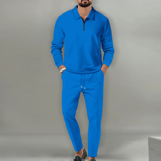 Herren nan Langarm-Henley-Poloshirt mit Halbzip und konischer Jogginghose Shop Nory
