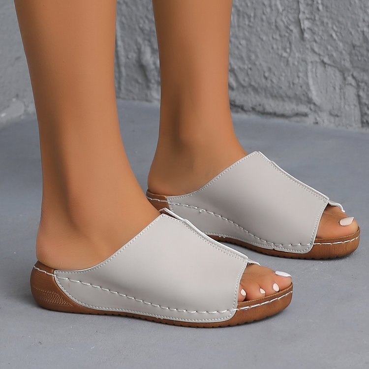 Damen Offene Komfort‑Mules mit gepolstertem Fußbett und Korkoptik‑Plateau Shop Nory