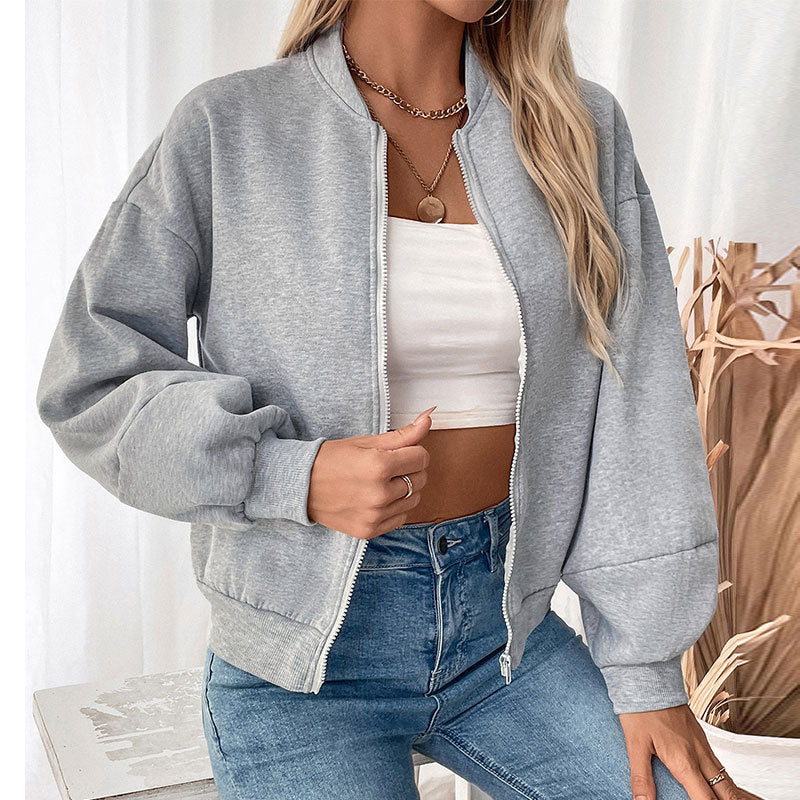 Damen lässige Sweatjacke mit voluminösen Ärmeln