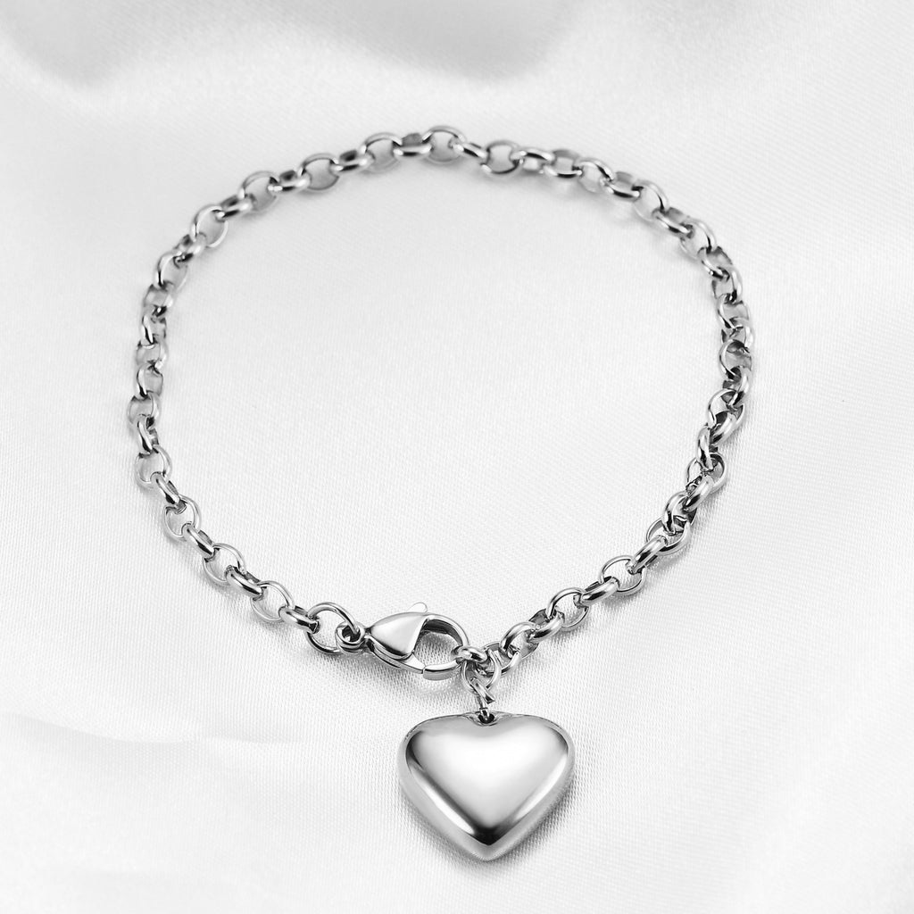 Damen Armband mit herzförmigem Charm aus hochwertigem Edelstahl Shop Nory