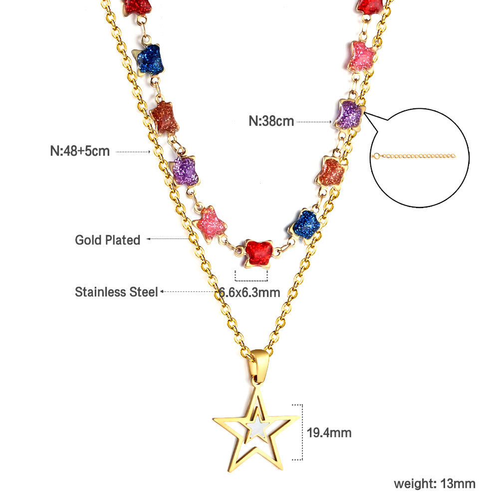 Damen Halskette mit funkelnden Sternanhängern und hochwertiger Goldbeschichtung Shop Nory