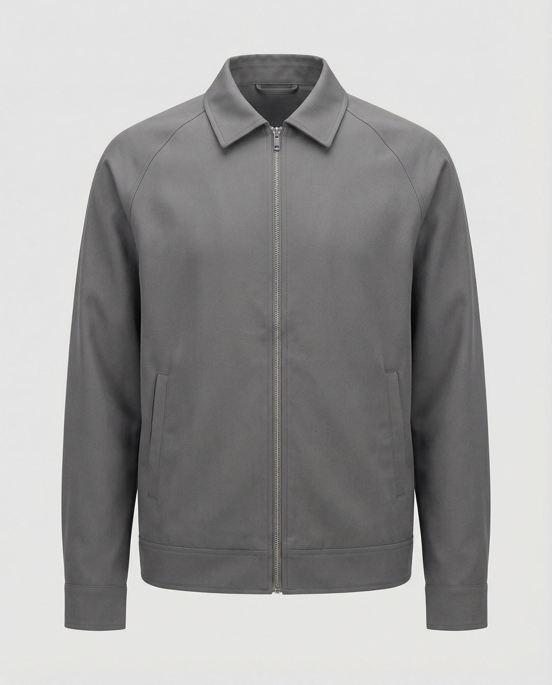 Herren kurze minimalistische Reißverschlussjacke mit Hemdkragen und kastiger Silhouette