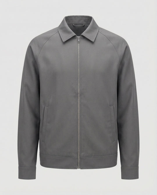 Herren kurze minimalistische Reißverschlussjacke mit Hemdkragen und kastiger Silhouette