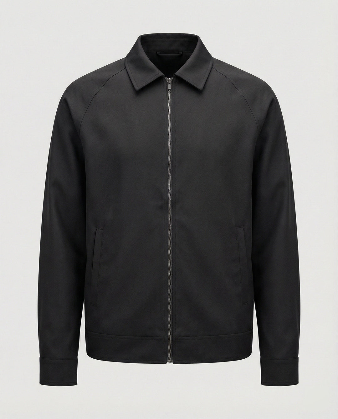 Herren kurze minimalistische Reißverschlussjacke mit Hemdkragen und kastiger Silhouette