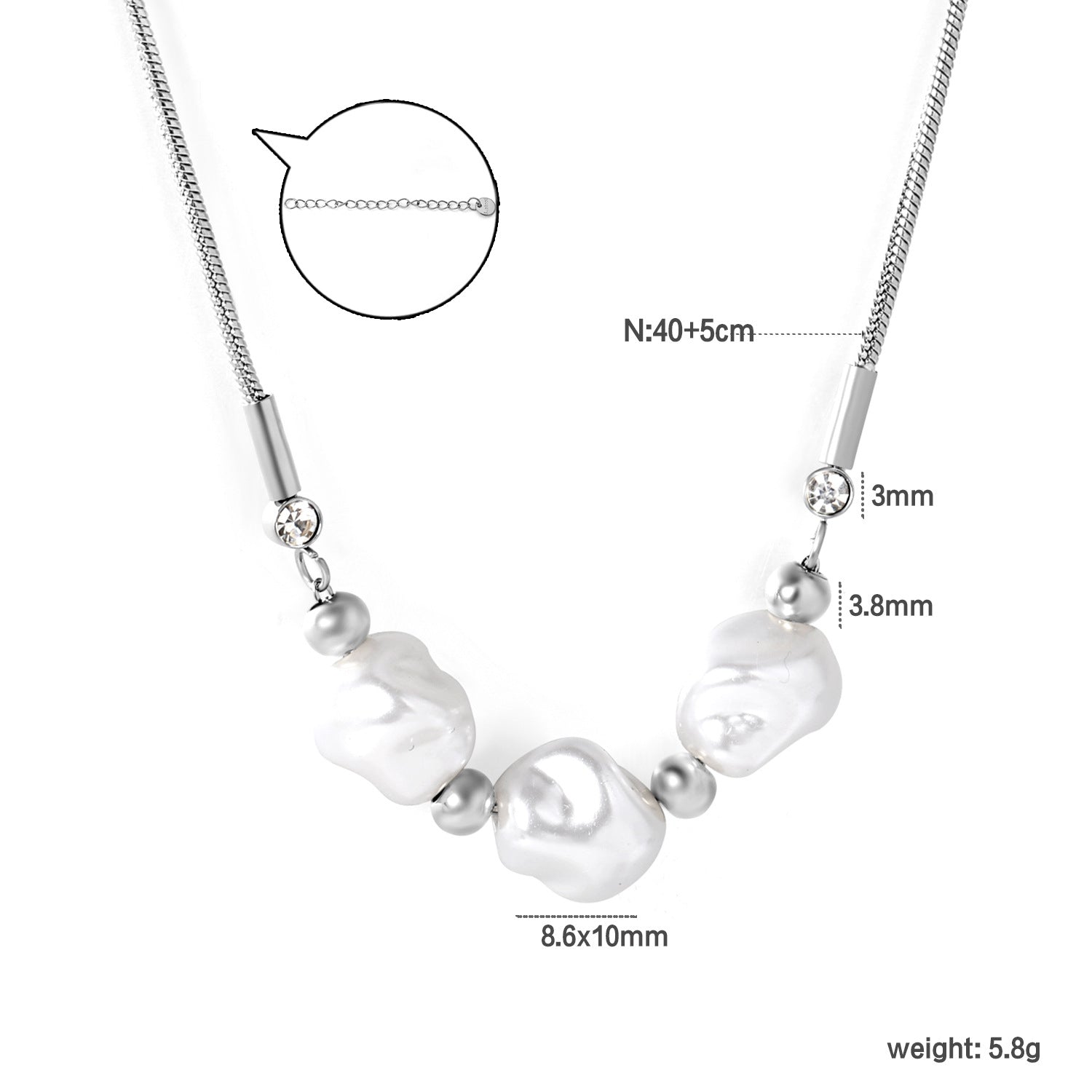 Damen elegante Halskette aus hochwertigen Süßwasserperlen mit funkelnden Zirkonia-Elementen Shop Nory