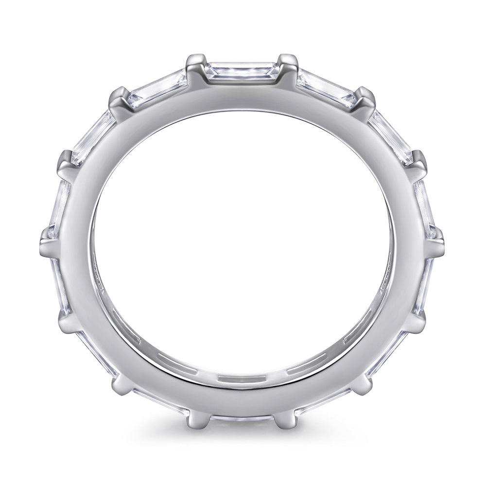Damen Eternity Ring mit hochwertigem, eckigem Zirkonia-Besatz Shop Nory