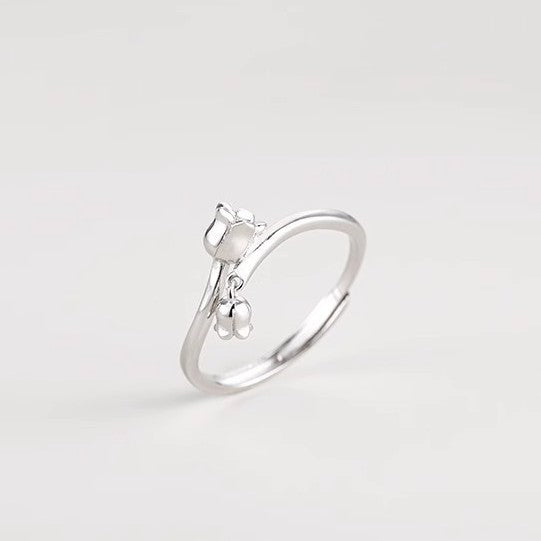 Damen Zierlicher Offener Ring mit minimalistischer Glockenanhänger Shop Nory
