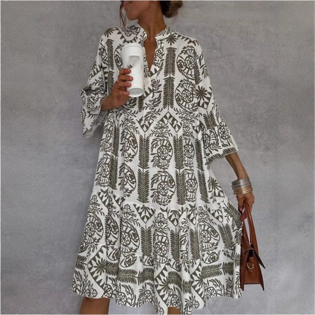 Damen Tunika-Kleid mit floralem Design und lockerer Passform