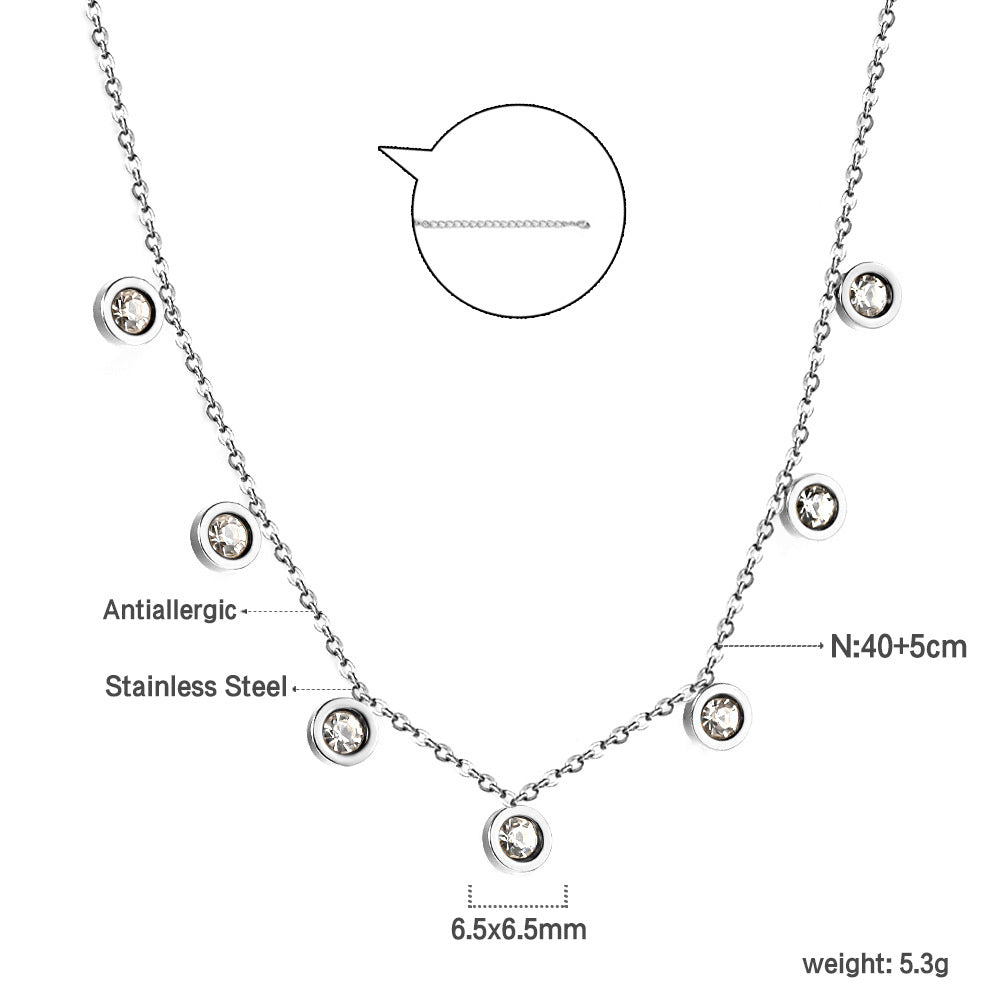 Damen Edelstahl Halskette mit funkelnden blauen Zirkonia-Anhängern Shop Nory