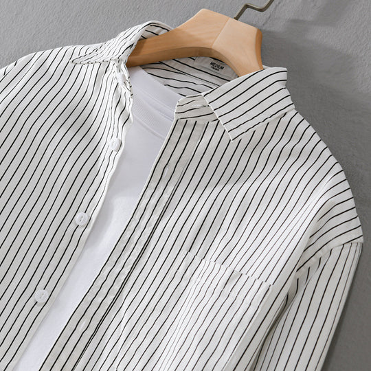 Herren Vertikalgestreiftes Relaxed-Fit Hemdjacken-Overshirt aus leichtem Baumwollmix Shop Nory