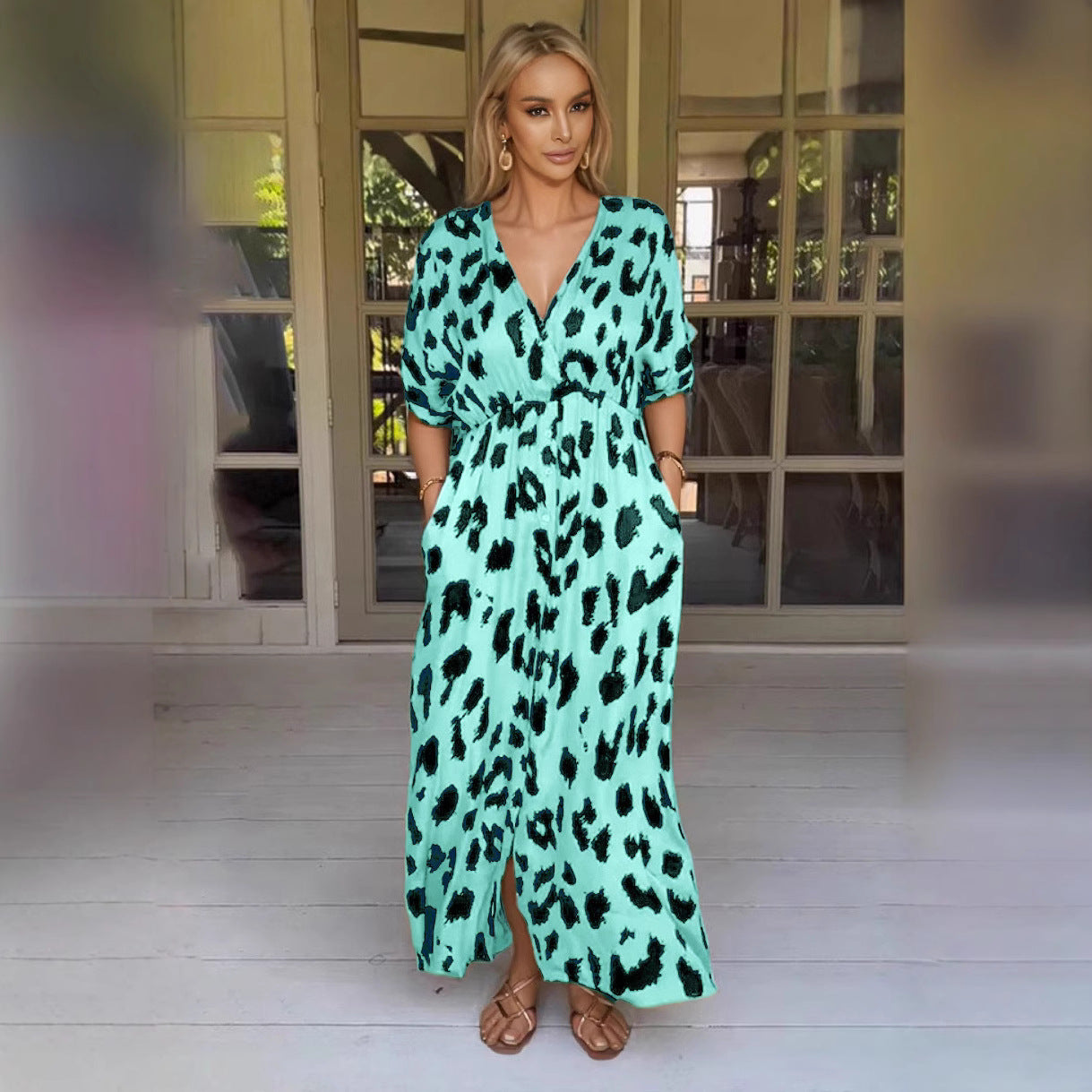 Leopard-Kleid Grenzüberschreitendes Leopardenmuster Kleid