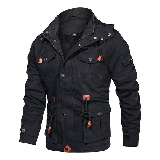 Herren Utility-Feldjacke mit Teddyfutter, Mehrfach-Taschen und Taillenzug Shop Nory