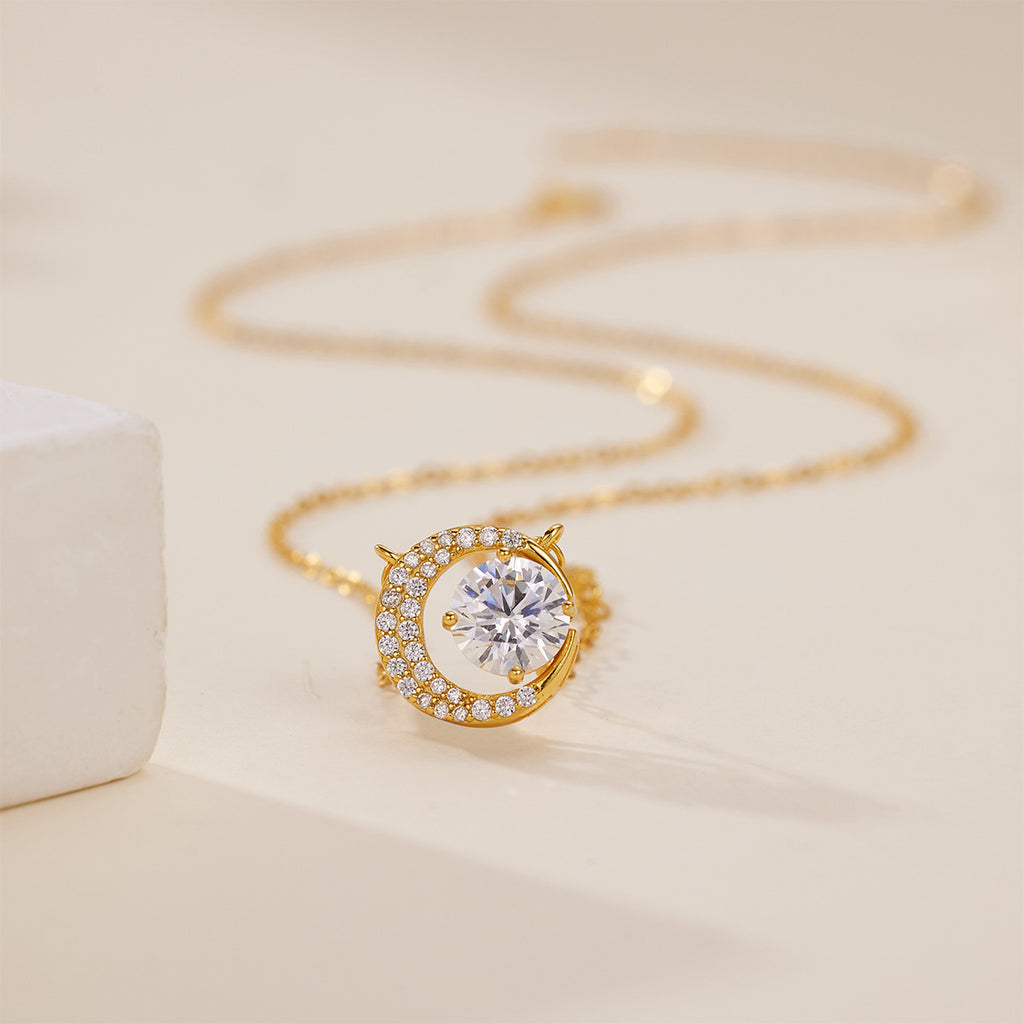 Damen Halskette mit elegantem Mond- und Sternanhänger Shop Nory