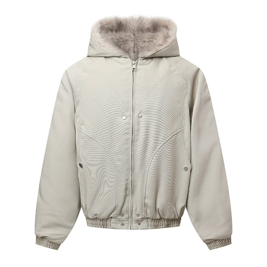 Unisex Kapuzenblouson mit wärmendem Teddyfutter, elastischem Saum und verdeckter Knopfleiste Shop Nory