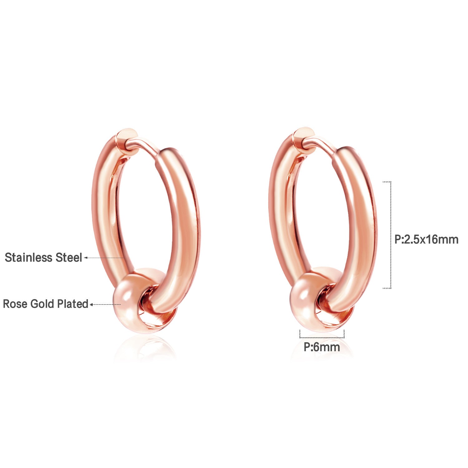 Damen Hängende Ohrringe aus hochwertigem Edelstahl mit rosé goldplattierter Oberfläche Shop Nory