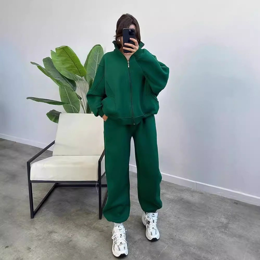 Damen Oversize Fleece-Set mit Reißverschlussjacke und weiten Jogginghosen Shop Nory
