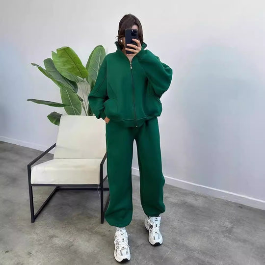 Damen Oversize Fleece-Set mit Reißverschlussjacke und weiten Jogginghosen Shop Nory