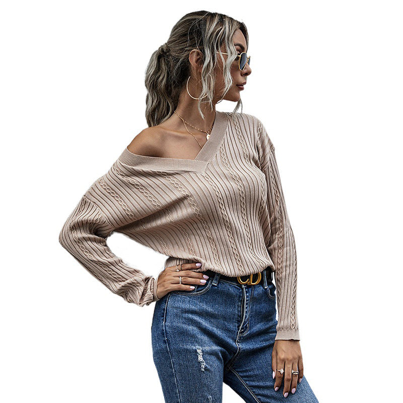 Damen Modischer V-Ausschnitt Pullover Shop Nory